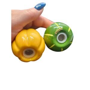 Gourd Salt & Pepper Shakers Vintage 80s Avon Yellows Green Fall Vegetable